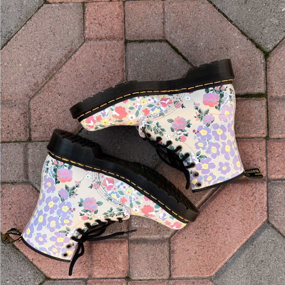 Dr. Martens Multicolor Floral Combat Boots - Picture 8 of 11